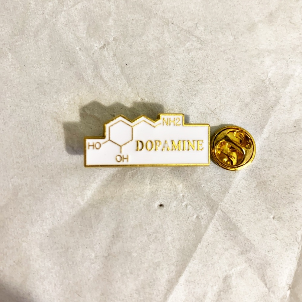 3/$15 DEAL New Gold and White Dopamine Molecule Science Enamel Pin 1”